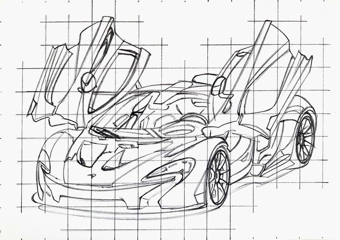 McLaren P1 drawing, original A4 size selling hand-drawn drawing (not a print)